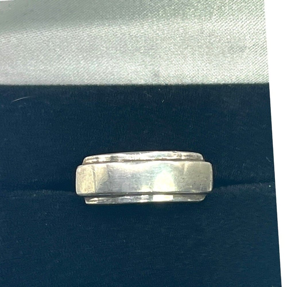 925 Italy Sterling Silver Estate Vintage Ring Artistic Sleek Wide Size 6.75